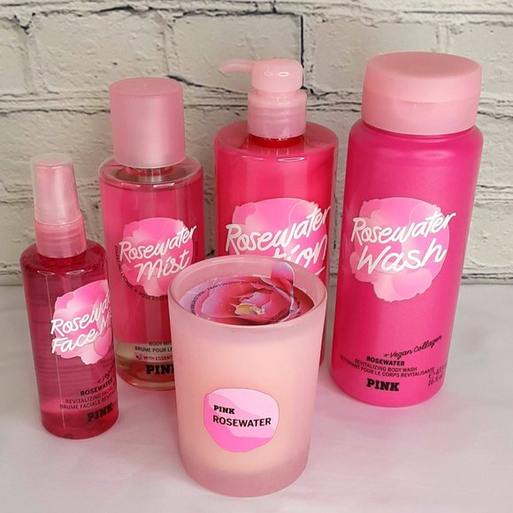 VICTORIA'S SECRET PINK ROSEWATER REVITALIZE BODY CARE 5-PIECE SET NEW - Picture 4 of 16